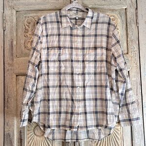 NWT Madewell Oversized Lightweight 100% Cotton Plaid Button Down /Large/